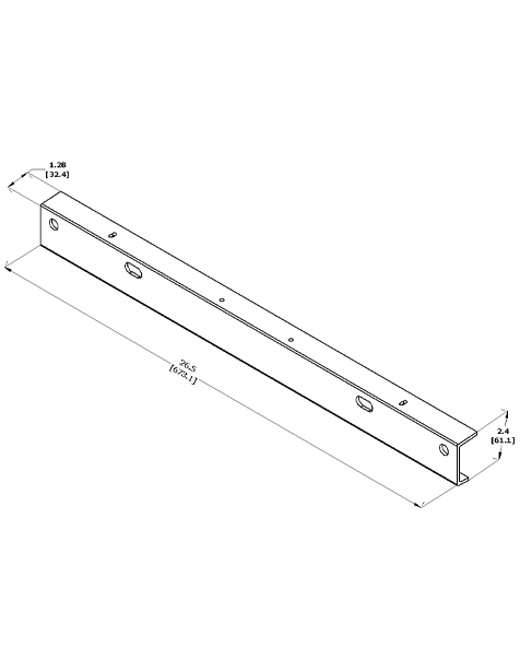 Bridge Overhang Bracket Extender The picture shows the dimensions of the tool