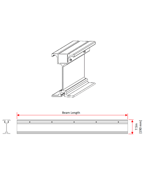 7.5" Aluminum Stringer Descriptive picture of a Aluminum Stringer
