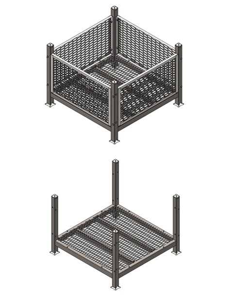 Shipping Basket with Removable Mesh Panels