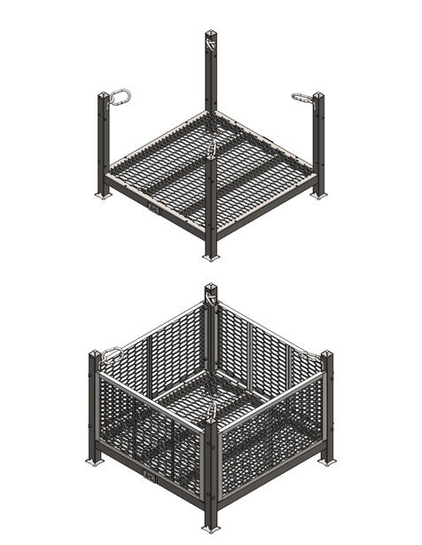 Shipping Flying Basket with Removable Mesh Panels