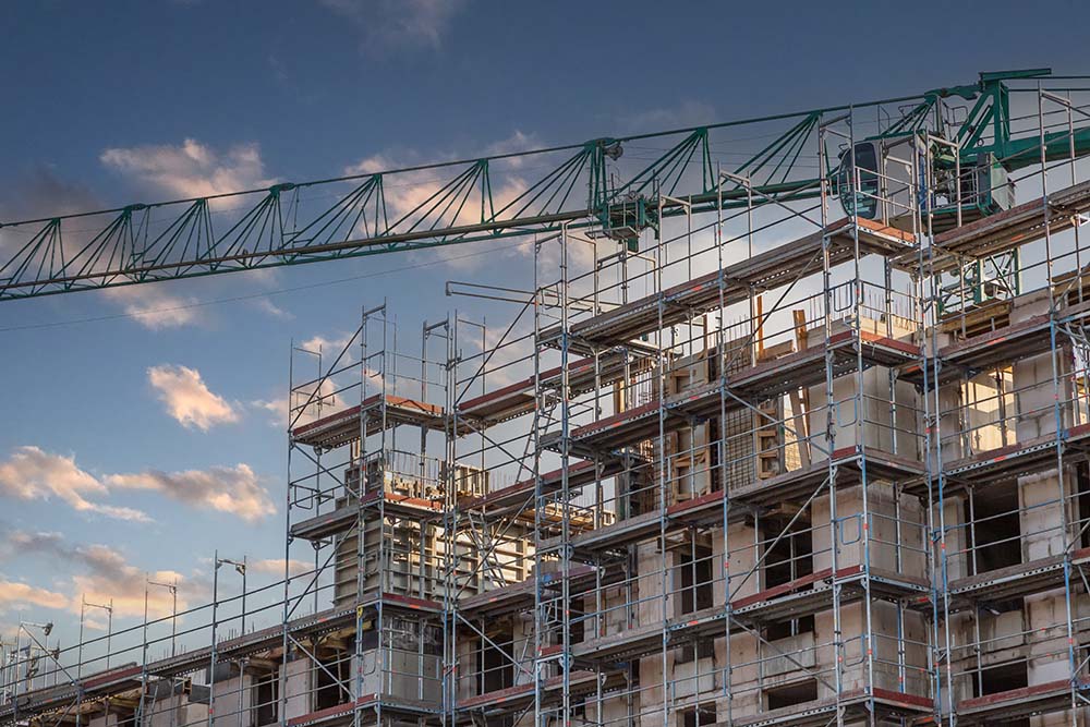 Scaffolding on the side of a building