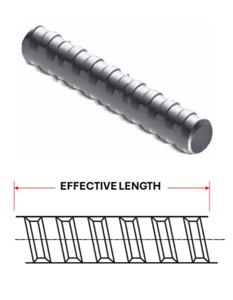 Hot Rolled Euro Rod Threaded Bar Descriptive picture showing the length of the Bar