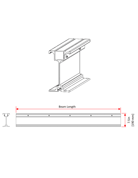 7.5" Aluminum Stringer Descriptive picture of a Aluminum Stringer