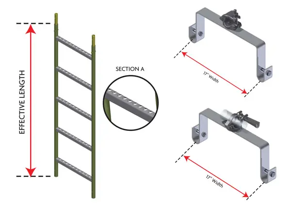 17” WIDE NON-SLIP LADDER AND BRACKET