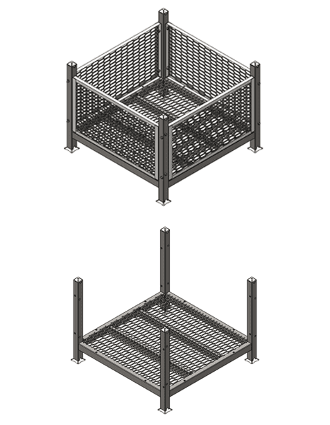 Shipping Basket with Removable Mesh Panels