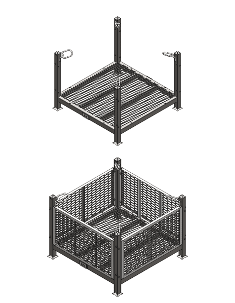 Shipping Flying Basket with Removable Mesh Panels